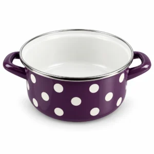 Metalac тенџере 15 cm / 1,5 L – виолетово со точки на бела позадина