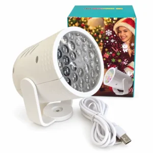 Бел новогодишен LED проектор со држач и USB кабел, NG073